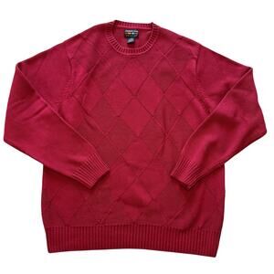 Alexander Julian Colours Red Diamond Argyle Knit Crewneck Sweater Size Large